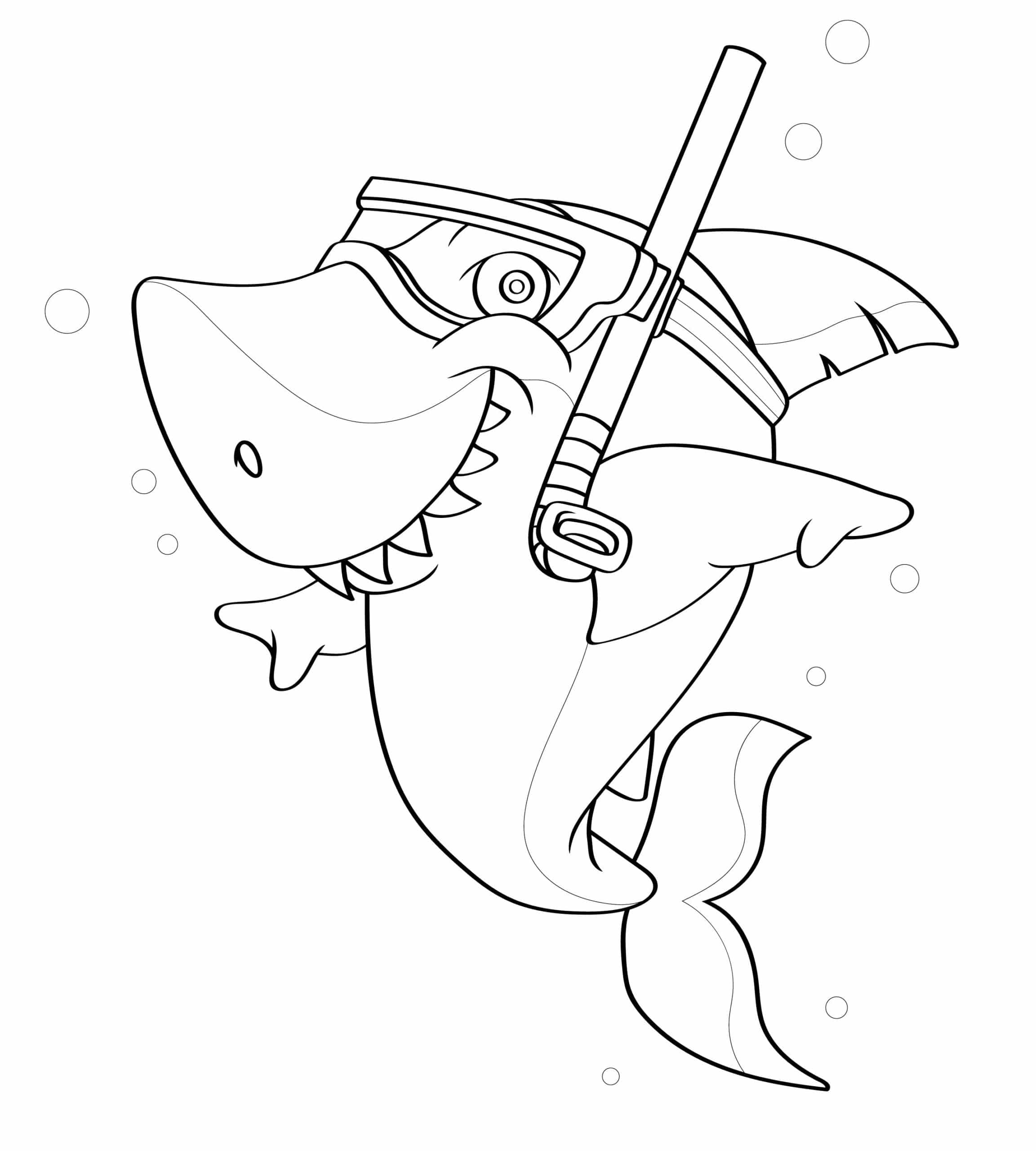 דף צביעה עם כריש חמוד