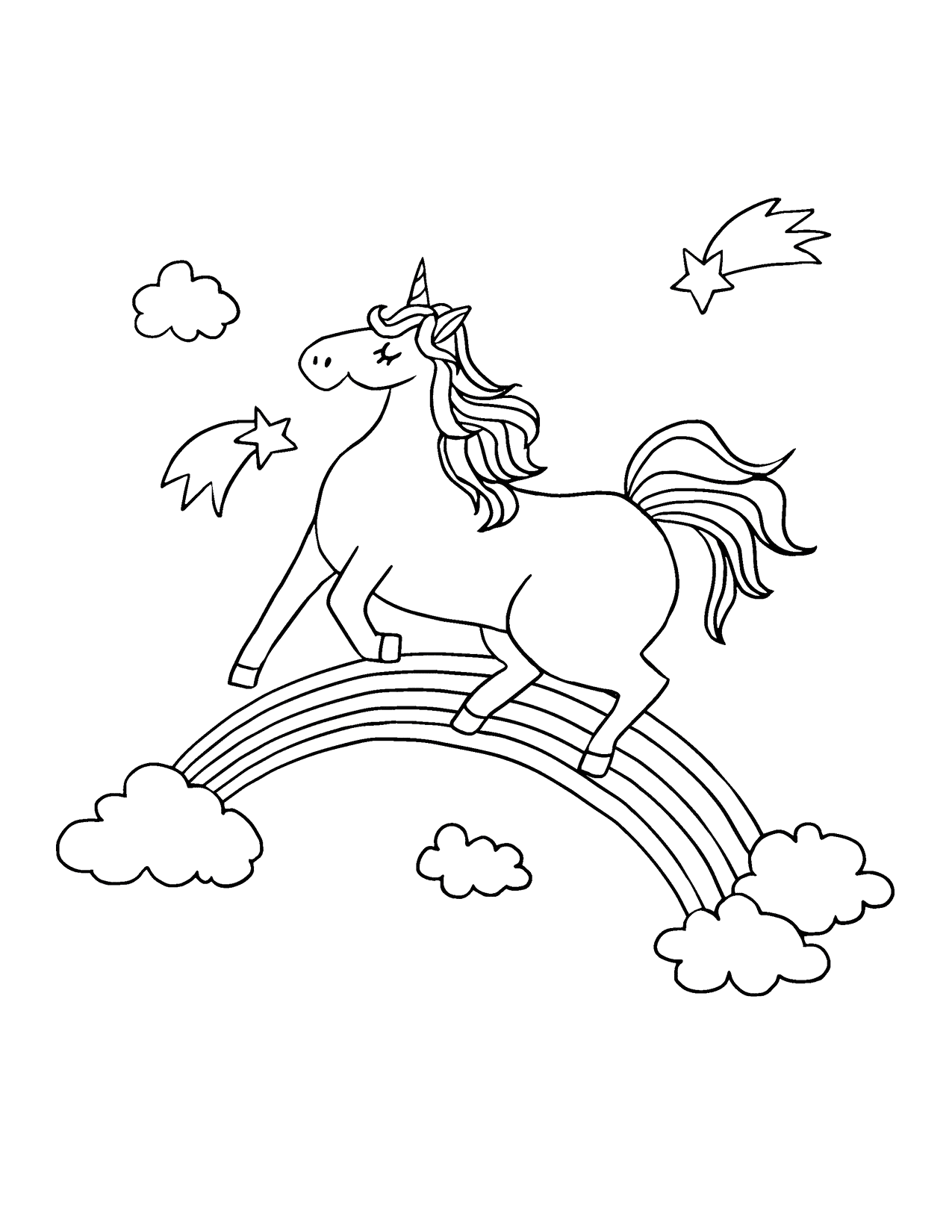 Unicorn and a rainbow in the cloud 