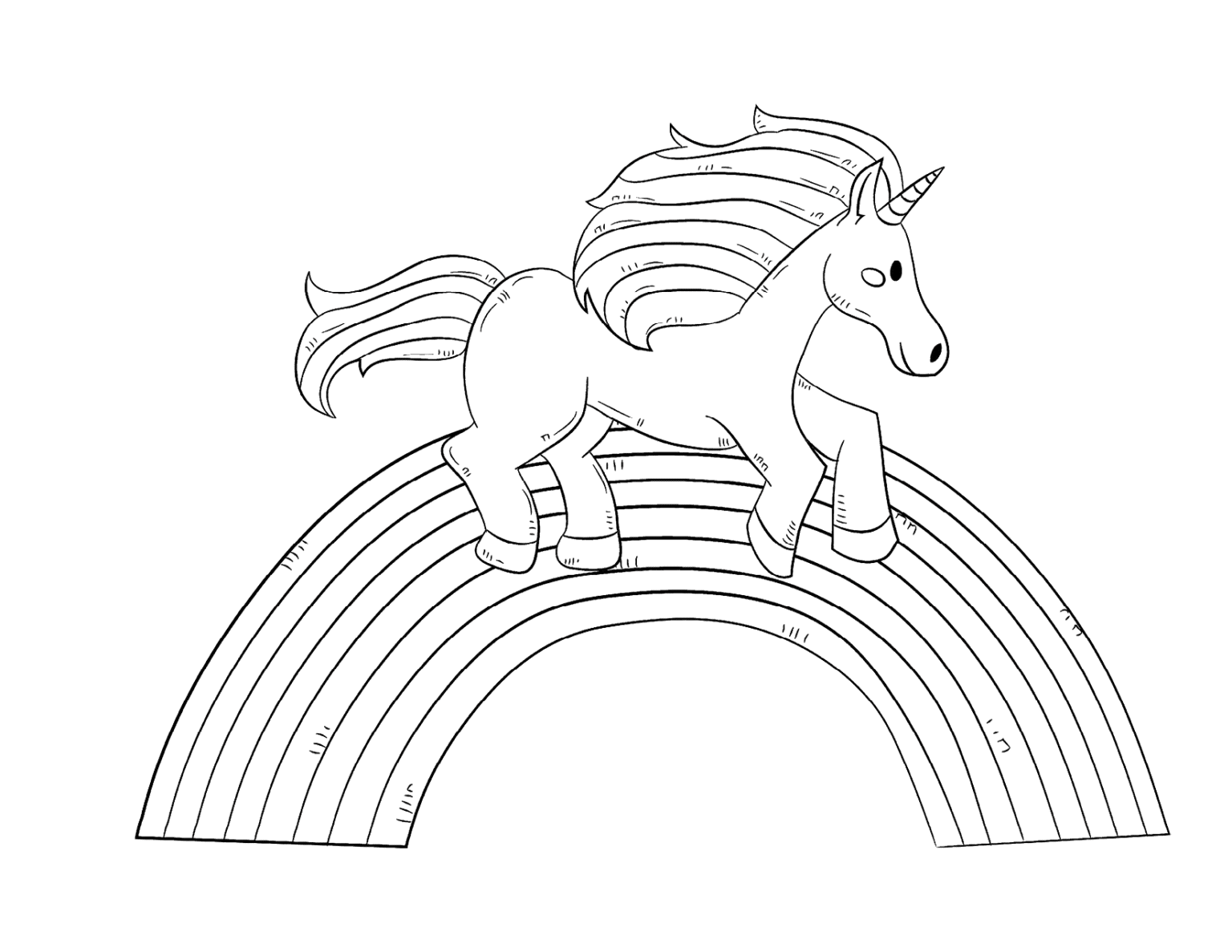 Ducky unicorn and a rainbow coloring page