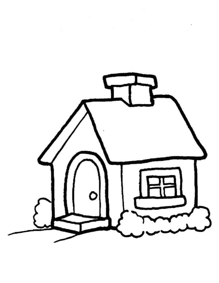 Painting of a cute little house coloring page