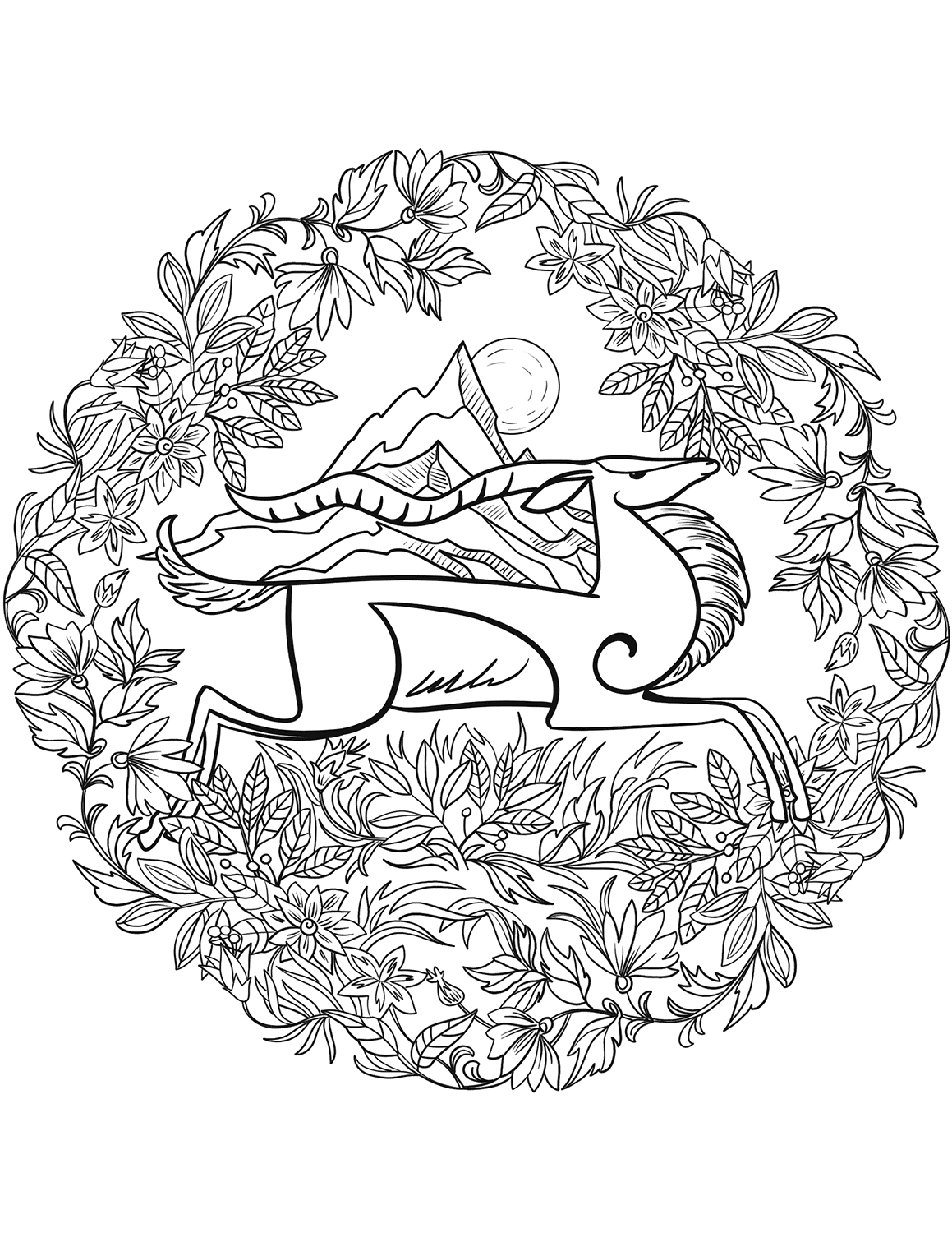 Mandala with a noble deer