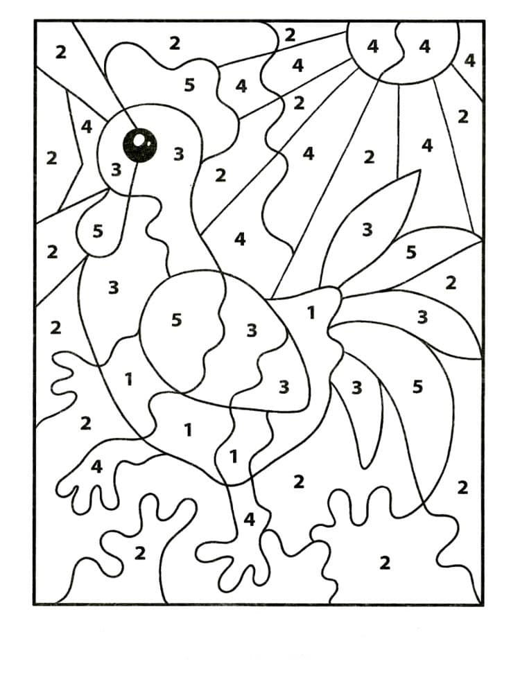 Drawing by
  numbers of a rooster screaming in the morning