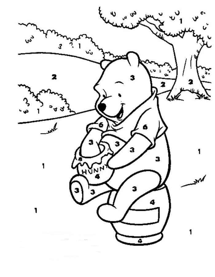 Drawing by
  numbers of Winnie the Pooh