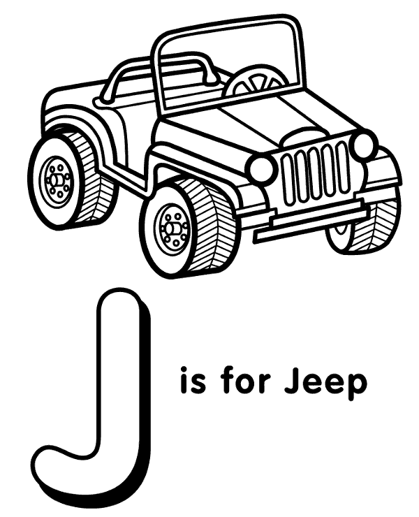 Letter J and a jeep