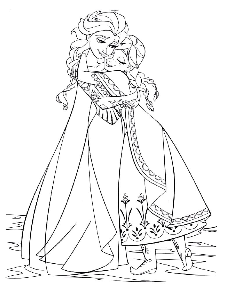 Anna and Elsa wearing festive dresses