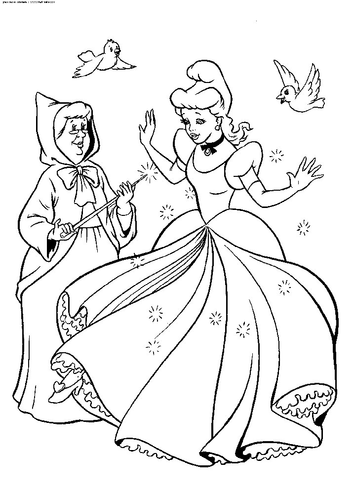 Cinderella and the miracle coloring page