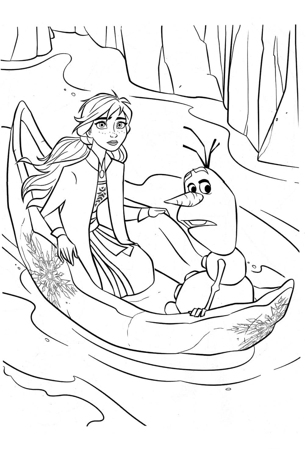 Anna and Olaf in a boat