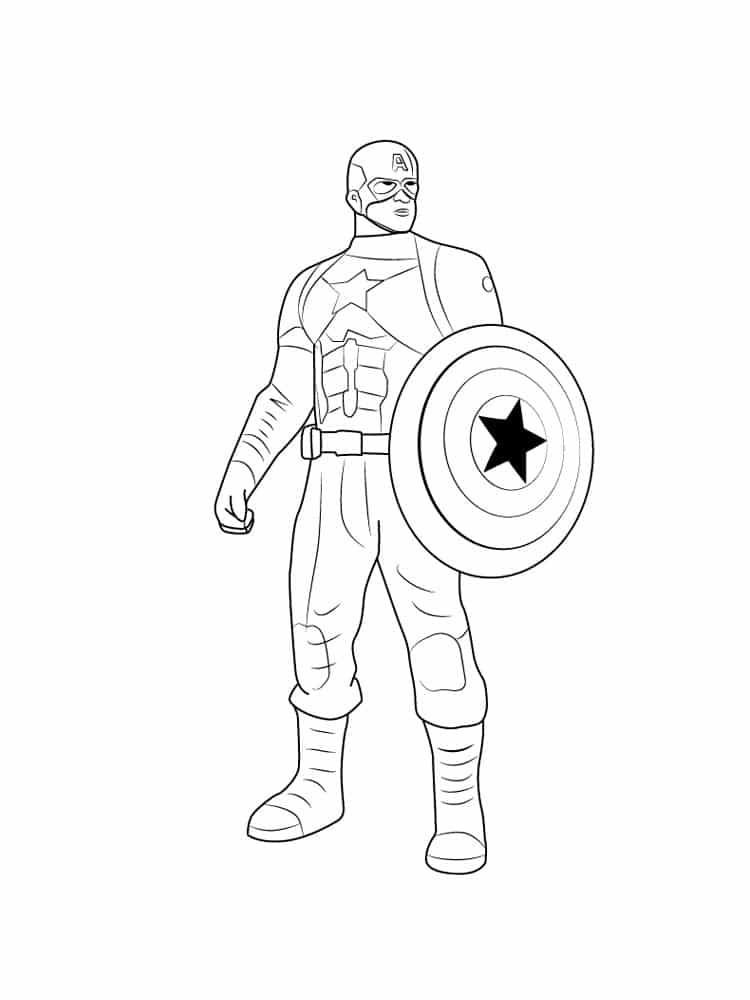 Captain
  America standing with a shield