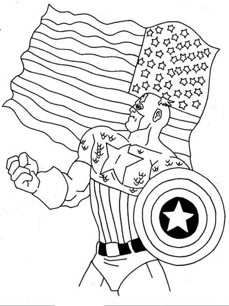 Captain
  America  with a flag and shield