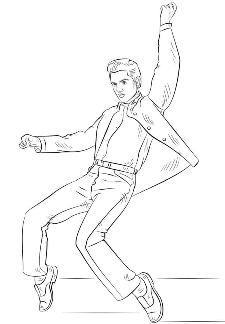 Elvis Presley on the scene coloring page