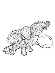 Flying Spiderman coloring sheet to print 
