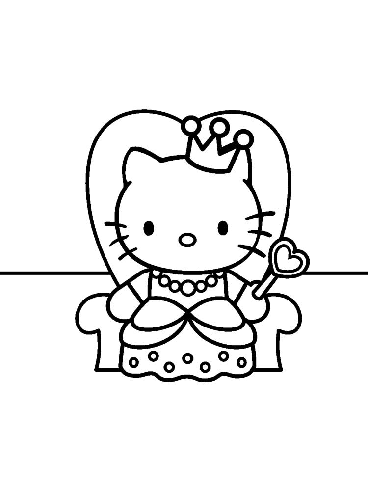 Hello Kitty with a crown sitting on the throne