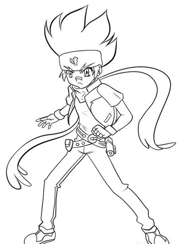 Character from Beyblade ready for a battle coloring page