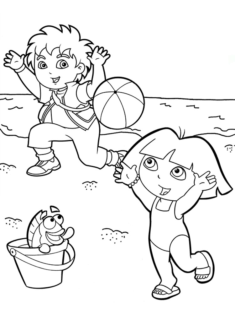 Dora and
  Diego playing ball 