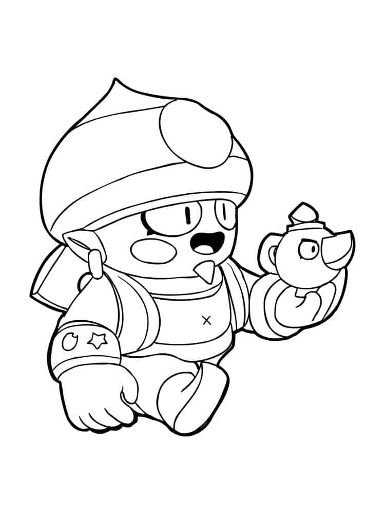 Brawl Stars character with a backpack and a cup