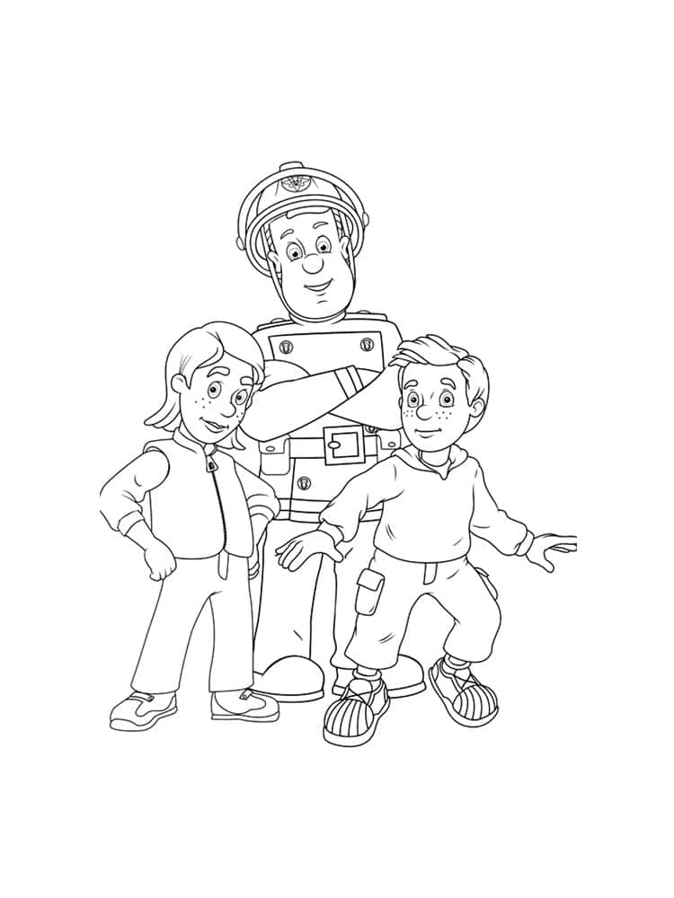 Fireman Sam and the rescued children