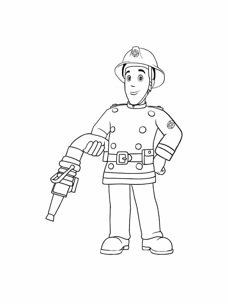 Fireman Sam putting out the fire
