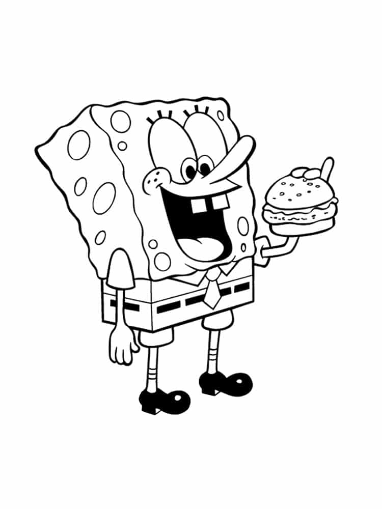 Painting of Sponge Bob and hamburger food