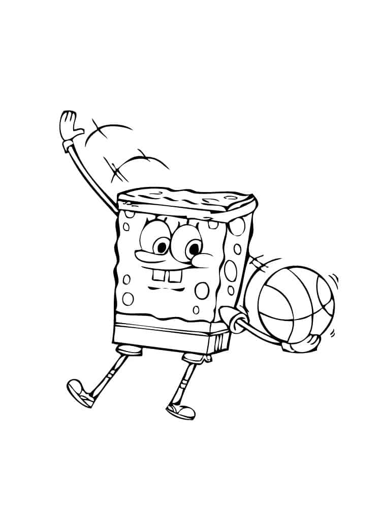 Sponge Bob playing basketball