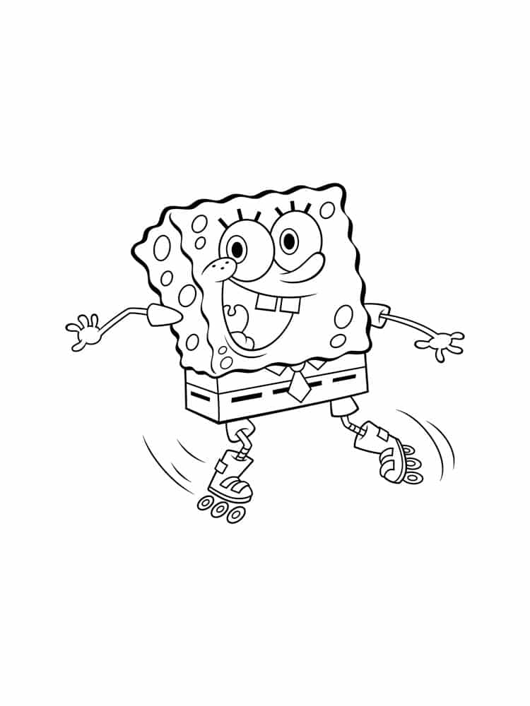 Sponge Bob on rollers having fun