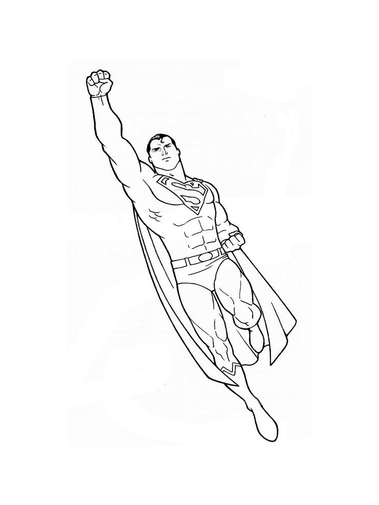 Drawing of Superman in the
  air with a hand raised