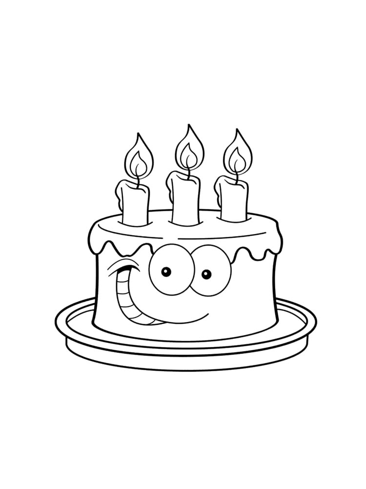 Smiling
  birthday cake with three candles 