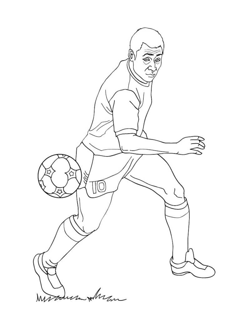 Football player trying to catch a ball coloring page