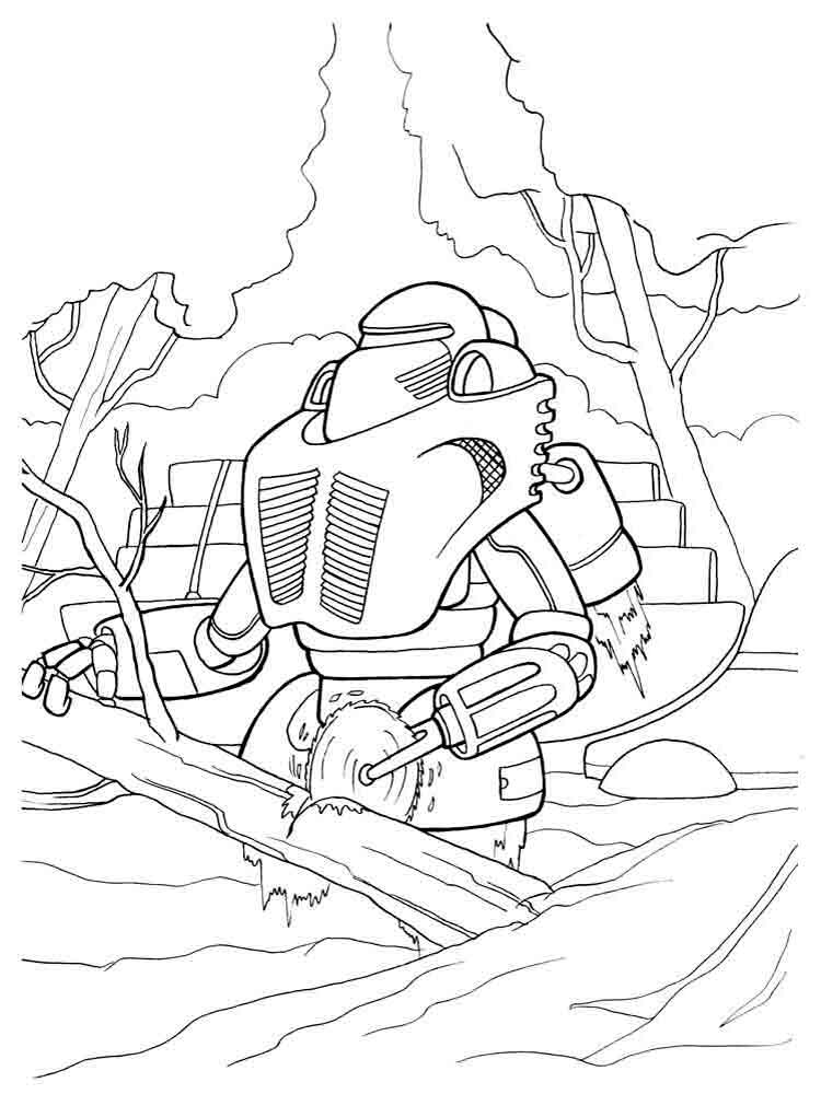 Drawing of a robot in the forest