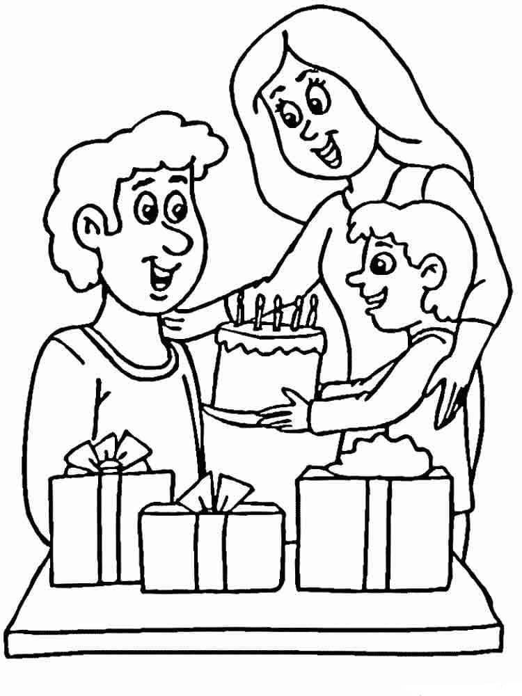 A child
  and parents giving each other gifts 