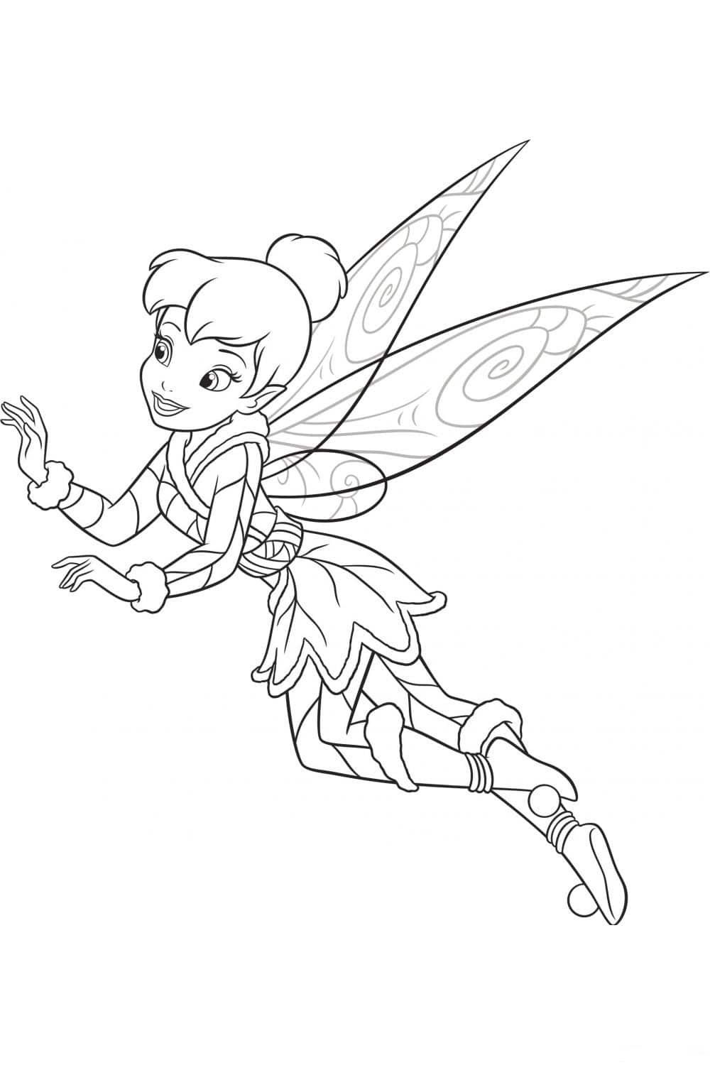 Drawing of a forest fairy in shoes with pom-poms