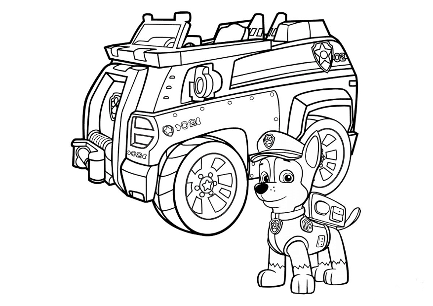 Chase from PAW Patrol and his car 