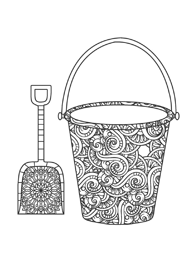 A bucket
  with a scoop 