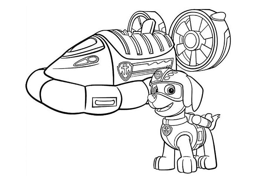  Zuma and a boat from PAW Patrol