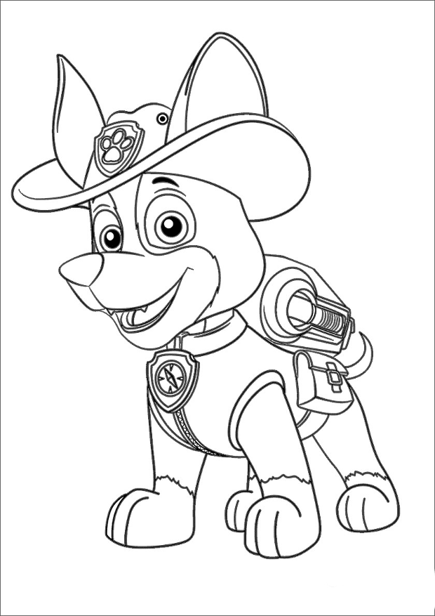 Tracker from PAW Patrol in a special costume coloring page