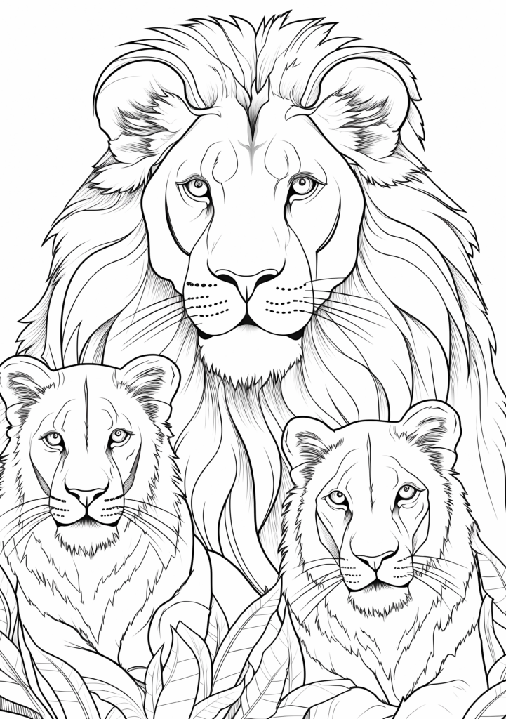 Lion and lioness coloring page | (100%) Free Coloring Pages