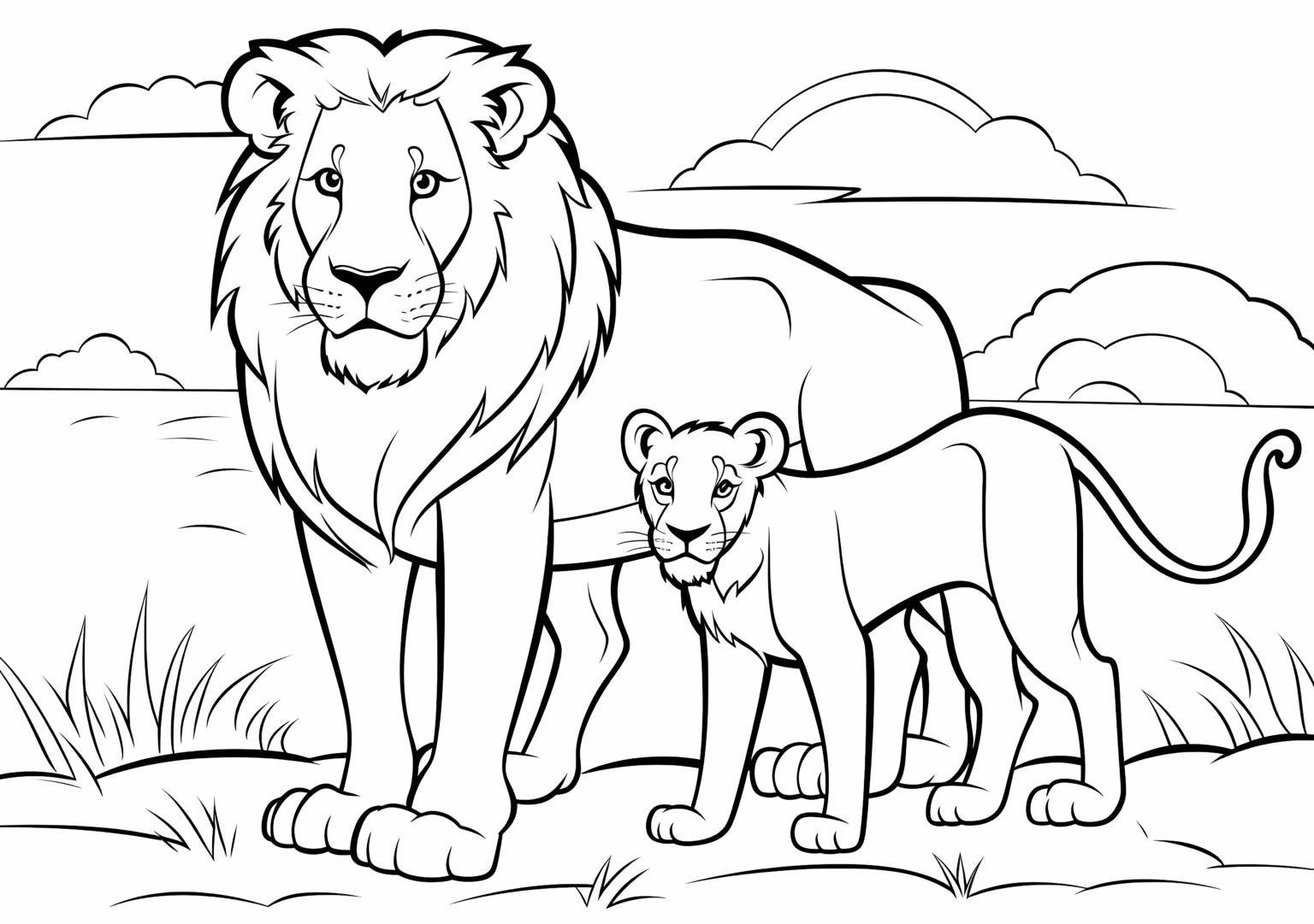 Lion and lioness coloring page (100) Free Coloring Pages
