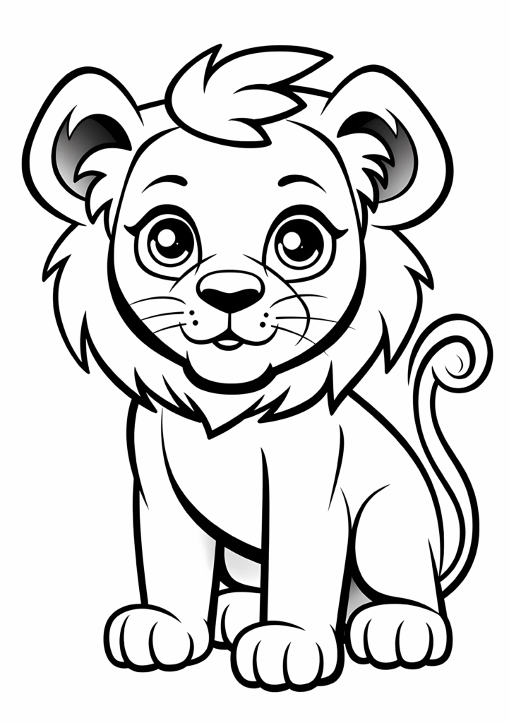 Glorious cartoon lion coloring page | (100%) Free Coloring Pages