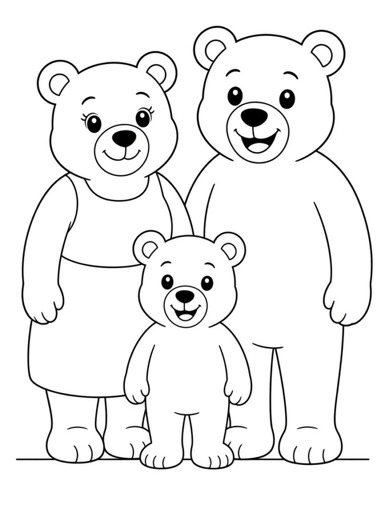 A bear family coloring page